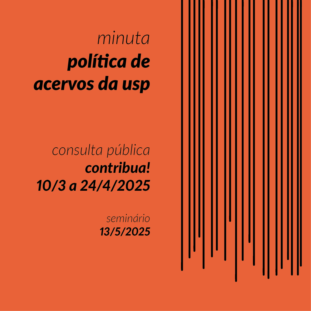 Imagem com fundo alaranjado com as informações sobre a consulta pública presentes nesta página